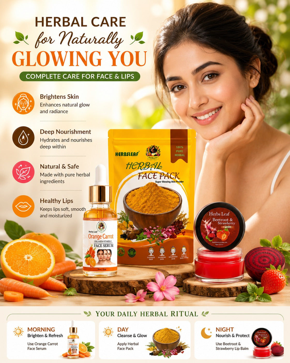 Herbal Glow Routine Combo – Complete Natural Skincare Kit