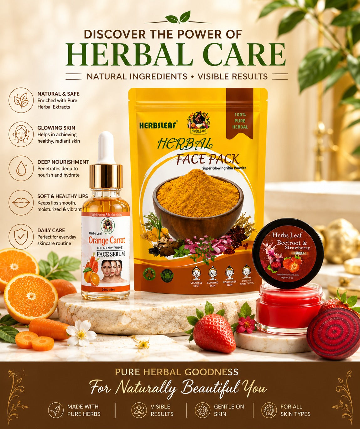 Herbal Glow Routine Combo – Complete Natural Skincare Kit