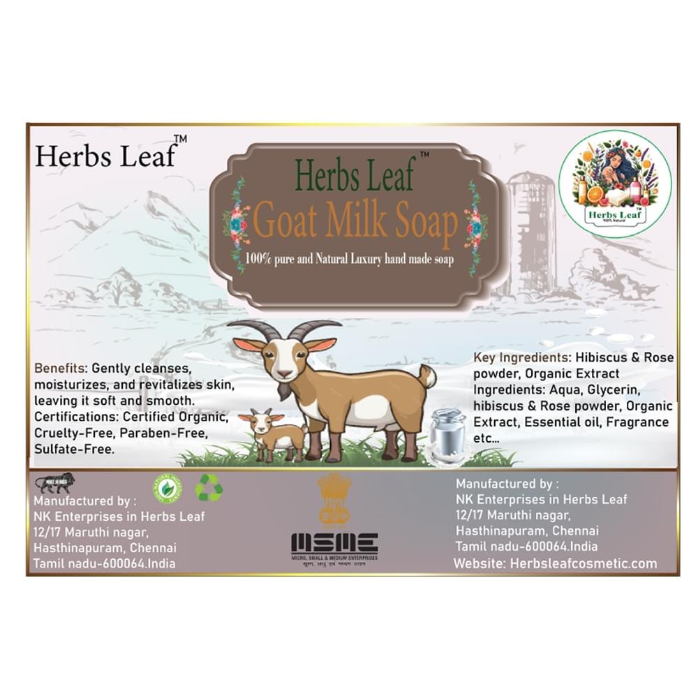 Herbs Leaf Goat Milk Herbal Soap | Gentle Daily Cleansing with Goat Milk & Natural Oils | Hydrating & Skin-Softening | 100g - Image 2